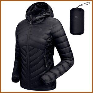 Lightweight Hooded Down Jacket Packable Puffer Insulated Coat